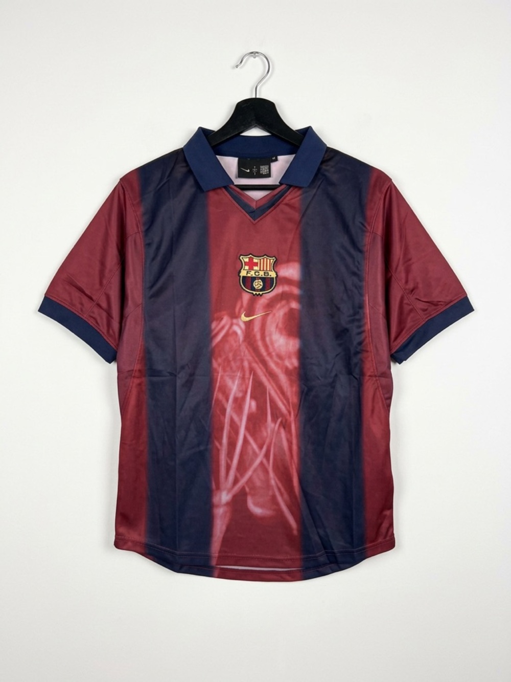 Travis Scott Maroon and Navy Striped Soccer Jersey